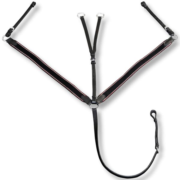 Peitoral com gamarra em couro el&aacute;stico ajust&aacute;vel, preto, full