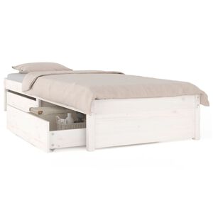 vidaXL Estrutura de cama c/ gavetas 90x200 cm branco