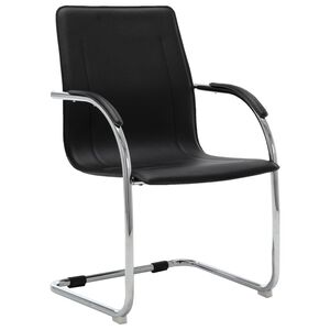 vidaXL Cadeira de escrit&oacute;rio cantilever em couro artificial preto