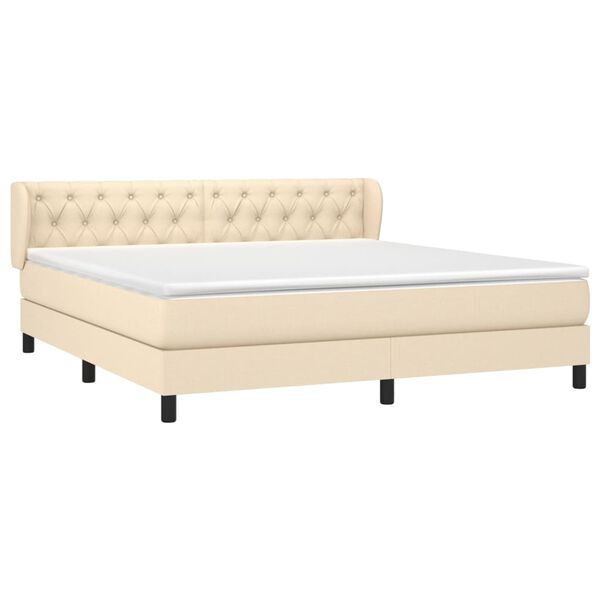 vidaXL Cama com molas/colch&atilde;o 160x200 cm tecido cor creme