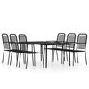 vidaXL 7 pcs conjunto de jantar para jardim preto