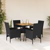 vidaXL 5 pcs conjunto jantar jardim c/ almofad&otilde;es vime PE/ac&aacute;cia preto