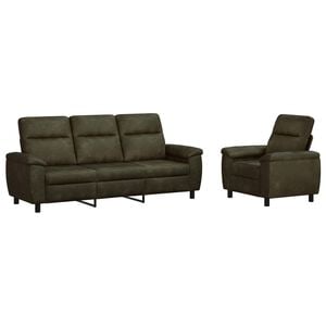 vidaXL Conjunto de Sof&aacute;s 2 pcs Verde Ex&eacute;rcito Couro Suede Sint&eacute;tico