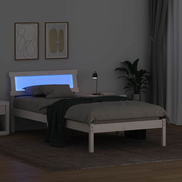 vidaXL Estrutura da Cama Branco 75 x 190 cm Madeira de Pinheiro S&oacute;lida