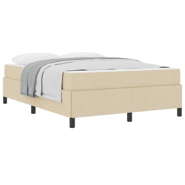 vidaXL Cama Box com colch&atilde;o Creme 140 x 190 cm tecido