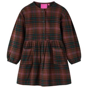 Vestido de crian&ccedil;a com mangas compridas cor conhaque 92