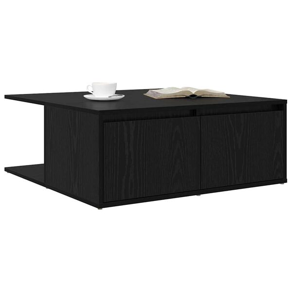 vidaXL Mesa de centro com gaveta Carvalho preto 80 x 80 x 31 cm