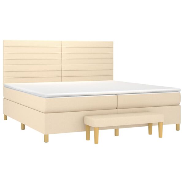 vidaXL Cama com molas/colch&atilde;o 200x200 cm tecido cor creme