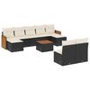 vidaXL 10 pcs conjunto sof&aacute;s de jardim c/ almofad&otilde;es vime PE preto