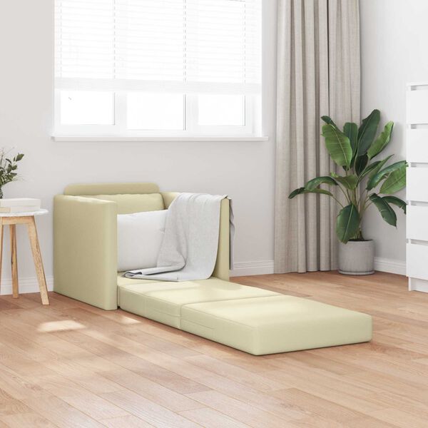 vidaXL Sof&aacute;-Cama 60cm Creme Couro Artificial