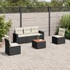 vidaXL 6 pcs conjunto sof&aacute;s de jardim c/ almofad&otilde;es vime PE preto