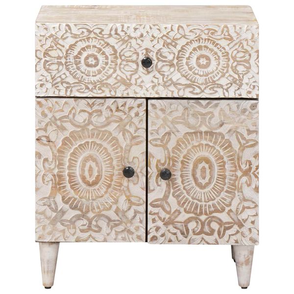 vidaXL Gabinete de Cama Branco 50 x 33 x 60 cm Madeira de manga maci&ccedil;a