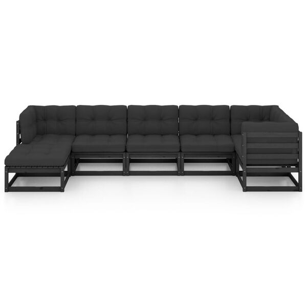 vidaXL 7 pcs conjunto lounge de jardim c/ almofad&otilde;es pinho maci&ccedil;o