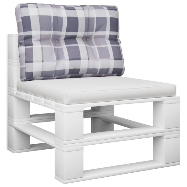 vidaXL Almofad&atilde;o p/ sof&aacute; de paletes 50x40x12 cm tecido xadrez cinzento