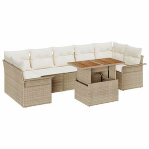 vidaXL Conjunto de Sof&aacute; de Jardim 8 pcs Bege Rattan Sint&eacute;tico