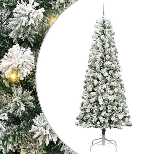 vidaXL &Aacute;rvore de Natal Articulada Artificial Verde e Branco 210 cm
