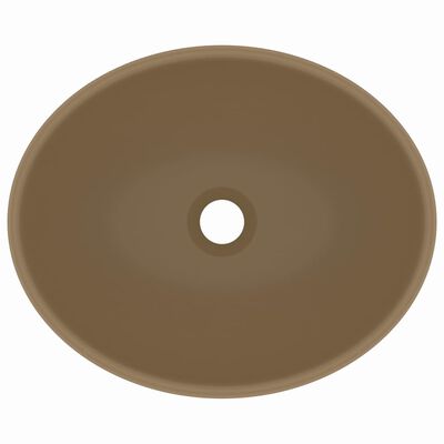 vidaXL Lavatório luxuoso formato oval 40x33 cm cerâmica creme mate