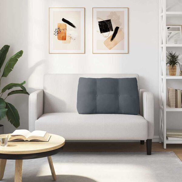 vidaXL Travesseiro para Costas Cinza Escuro 80 x 24 x 50 cm Veludo