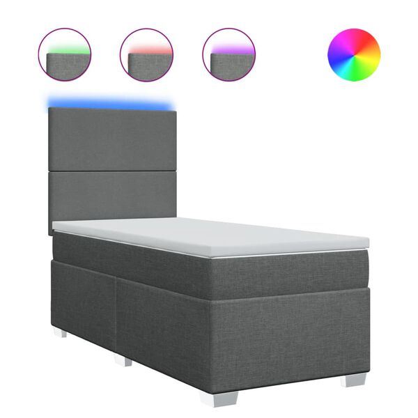 vidaXL Cama com molas/colch&atilde;o 100x200 cm tecido cinza-escuro