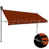 vidaXL Toldo retr&aacute;til manual com LED 350 cm laranja e castanho