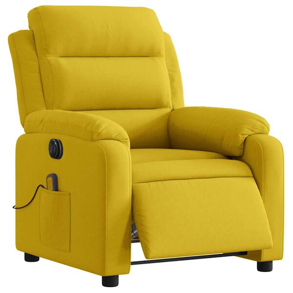 vidaXL Poltrona de massagens reclin&aacute;vel el&eacute;trica veludo amarelo