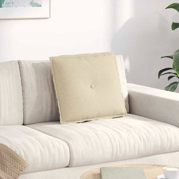 vidaXL Travesseiro para Costas Creme 50 x 19 x 45 cm tecido