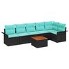 vidaXL Conjunto de Sof&aacute; de Jardim com almofada 7 pcs Preto vime PE
