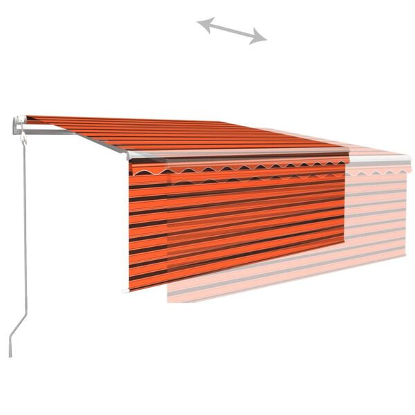 vidaXL Toldo autom. c/ estore/LED/sensor vento 3x2,5m laranja/castanho