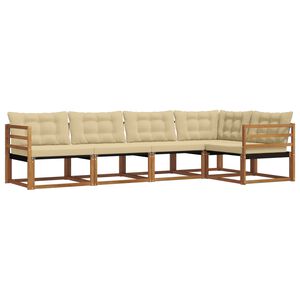 vidaXL Conjunto de Sof&aacute;s para Exterior 5 pcs Natural e Bege