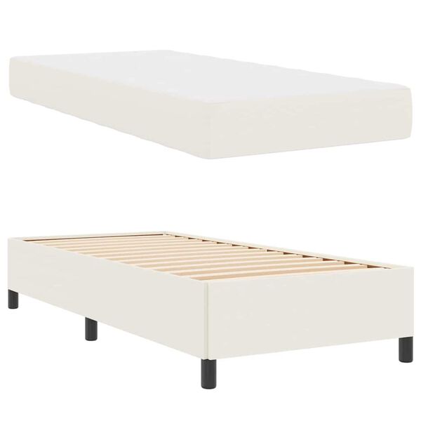 vidaXL Estrutura da Cama com colch&atilde;o Creme 90 x 190 cm tecido