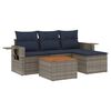 vidaXL Conjunto de sof&aacute; de jardim de 5 pe&ccedil;as com almofadas em rattan sint&eacute;tico cinza