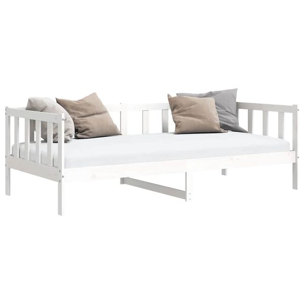 vidaXL Sof&aacute;-cama 90x200 cm madeira de pinho maci&ccedil;a branco
