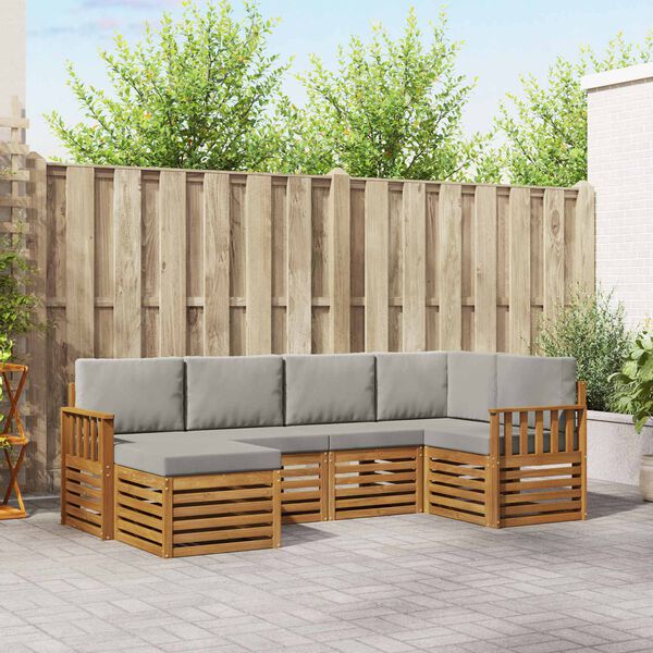 vidaXL Conjuntos de sof&aacute;s com almofada 6 pcs Cinza Natural e Claro