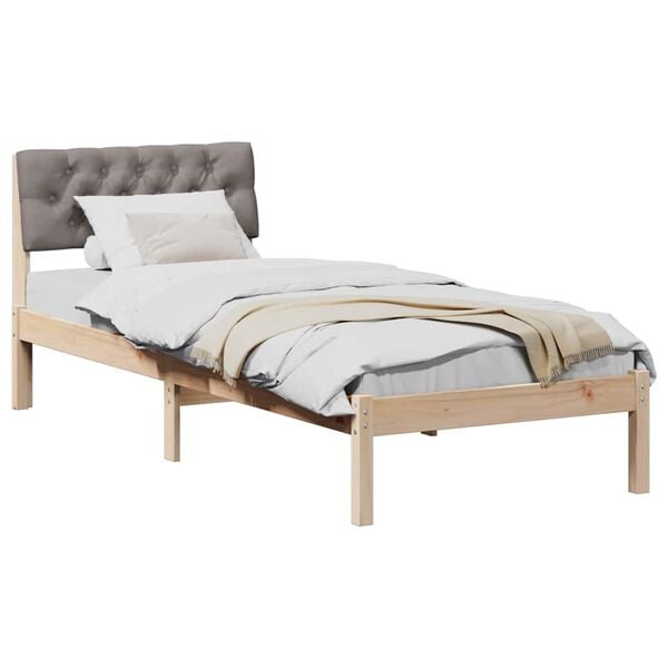 vidaXL Estrutura da cama com cabeceira Marrom e taupe 75 x 190 cm