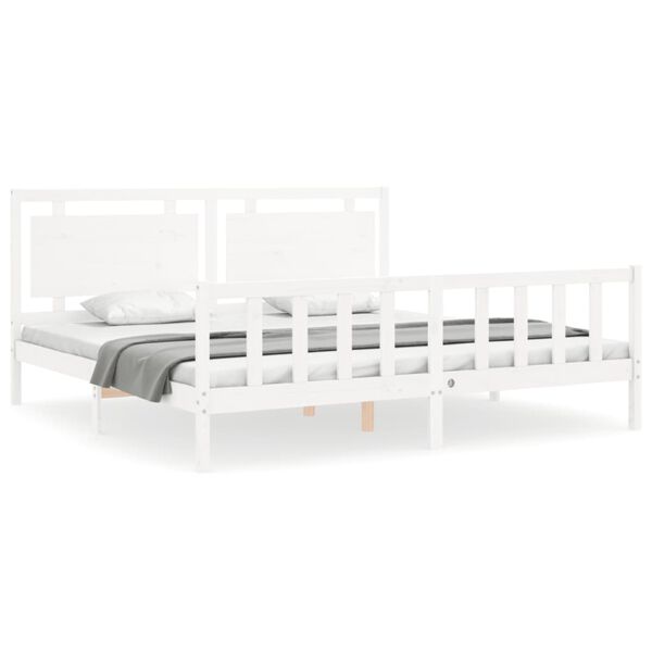 vidaXL Cama sem colch&atilde;o 200x200 cm madeira de pinho maci&ccedil;a branco