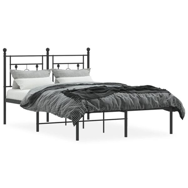 vidaXL Estrutura de cama com cabeceira 120x190 cm metal preto