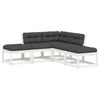 vidaXL 5 pcs conj. sof&aacute;s de jardim c/ almofad&otilde;es pinho maci&ccedil;o branco