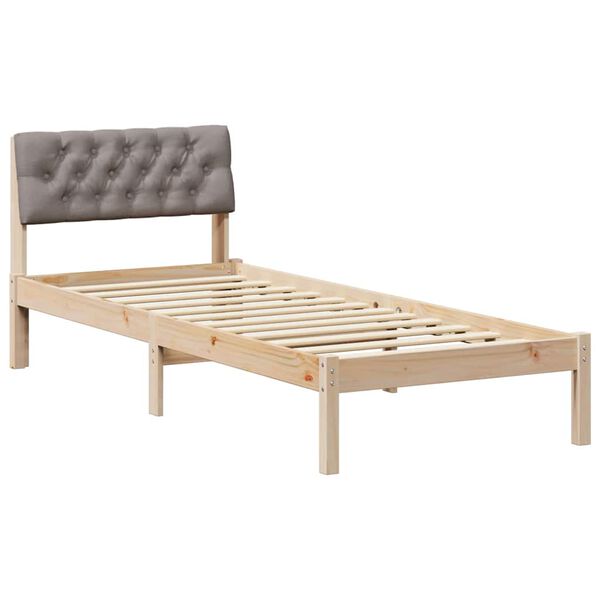 vidaXL Estrutura da cama com cabeceira Marrom e taupe 75 x 190 cm