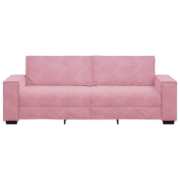 vidaXL Sofá de 3 lugares 180 cm veludo rosa