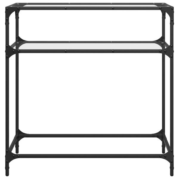 vidaXL Mesa consola com tampo em vidro transparente 80x35x81 cm a&ccedil;o