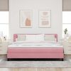 vidaXL Cama Box Spring LED com colch&atilde;o Rosa 180 x 200 cm Veludo