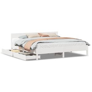 vidaXL Cama sem colch&atilde;o 180x200 cm madeira de pinho maci&ccedil;a branco