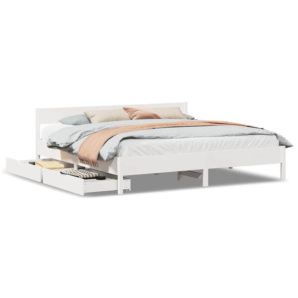 vidaXL Cama sem colch&atilde;o 180x200 cm madeira de pinho maci&ccedil;a branco