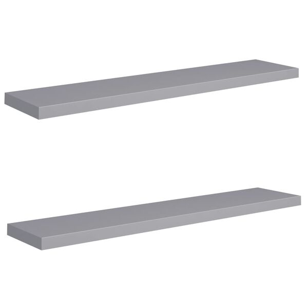 vidaXL Prateleiras de parede suspensas 2 pcs 120x23,5x3,8cm MDF cinza