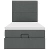 vidaXL Cama otomana com colch&atilde;o 90x200 cm tecido cinzento escuro