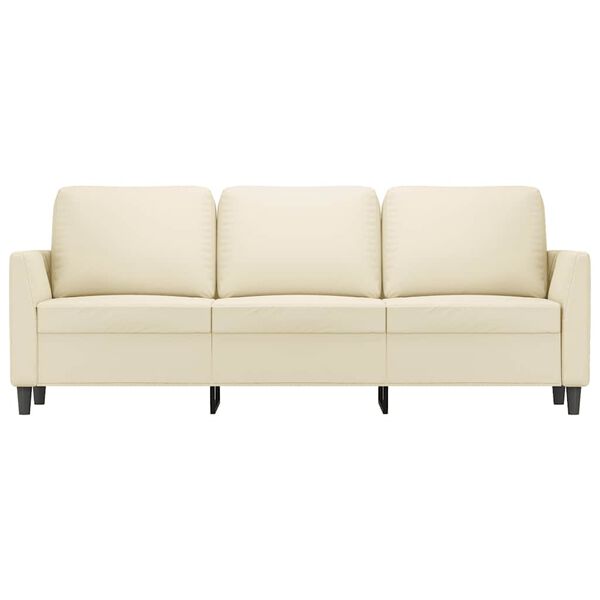 vidaXL Sof&aacute; de 3 lugares 180 cm couro artificial cor creme