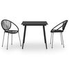 vidaXL 3 pcs conjunto de jantar para exterior vime de PVC preto