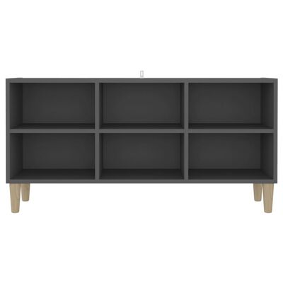 vidaXL Móvel de TV pernas de madeira maciça 103,5x30x50 cm cinzento