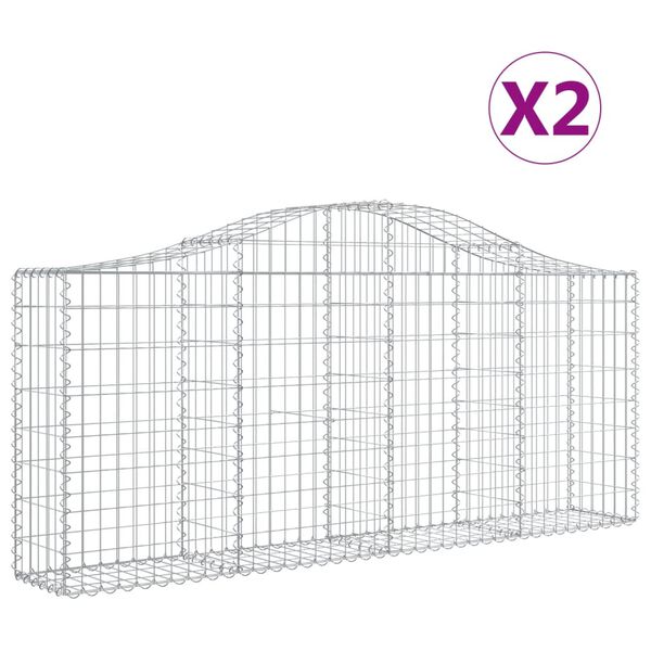 vidaXL Cestos gabião arqueados 2 pcs 200x30x80/100cm ferro galvanizado