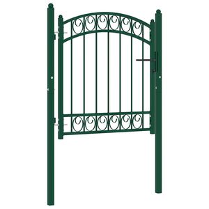 vidaXL Port&atilde;o de cerca EMMEN com topo arqueado, a&ccedil;o, 100x86 cm, verde